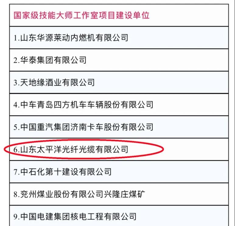 祝賀山東太平洋被省人社廳認(rèn)定為國(guó)家級(jí)技能大師工作室項(xiàng)目建設(shè)單位