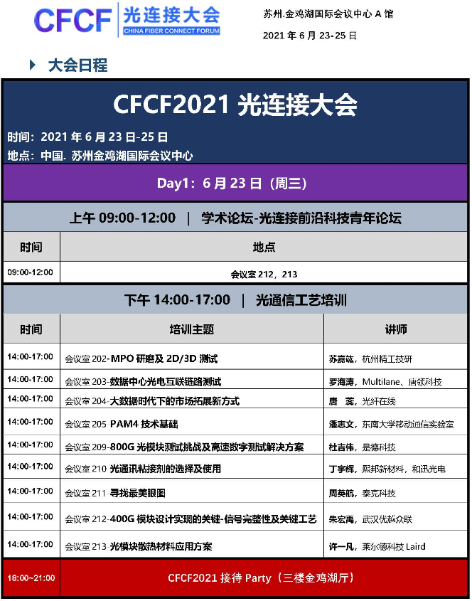 議程公布 | CFCF2021光連接大會(huì)倒計(jì)時(shí)15天！