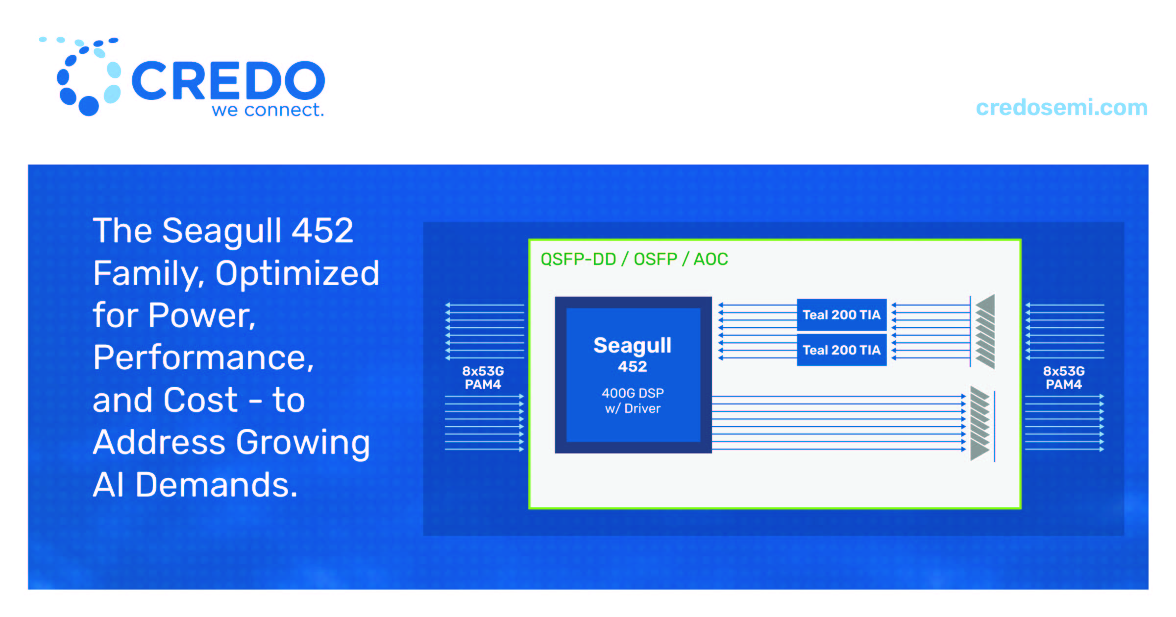 Credo推出Seagull 452系列高性能光DSP芯片