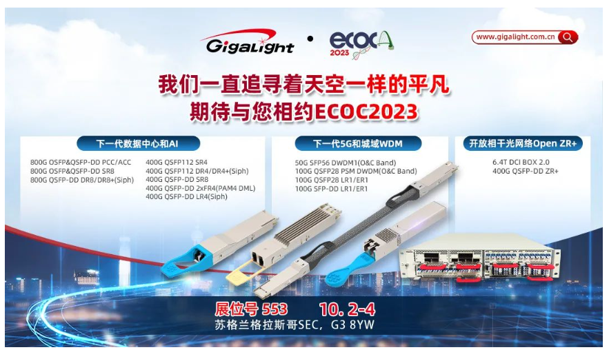 易飛揚(yáng)將于ECOC2023現(xiàn)場(chǎng)DEMO硅光400G QSFP-DD LR4光模塊