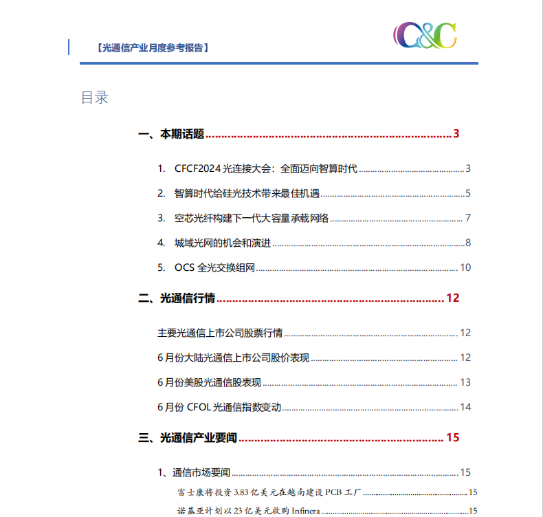 光纖在線發(fā)布2024年6月度研究報(bào)告：智算時(shí)代光通信產(chǎn)業(yè)新趨勢揭曉